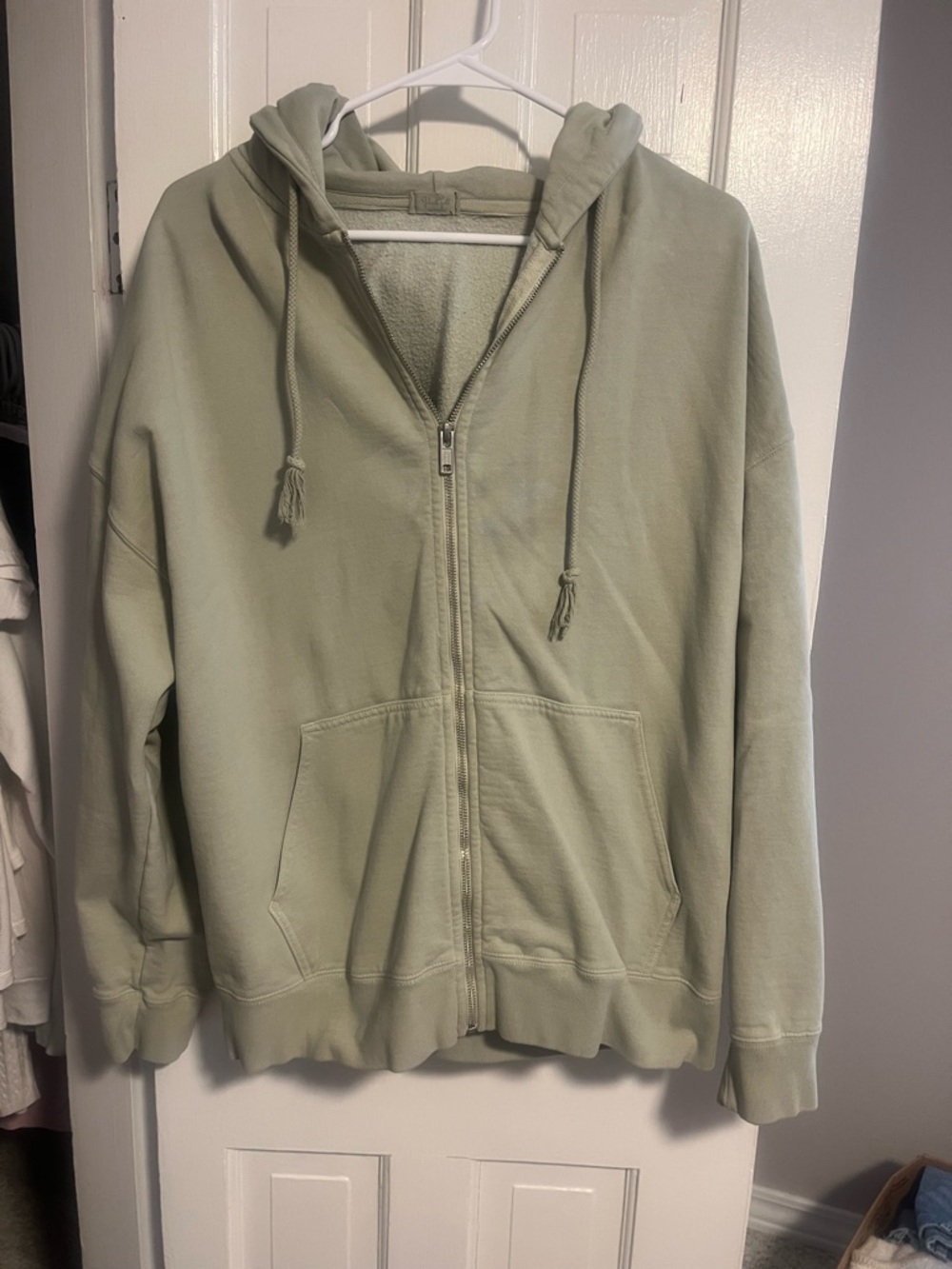 Brandy Melville Sage Green Zip-Up Hoodie